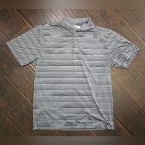 Grand Slam Mens Collared Polo Grey Striped Shirt Sleeved Shirt Medium